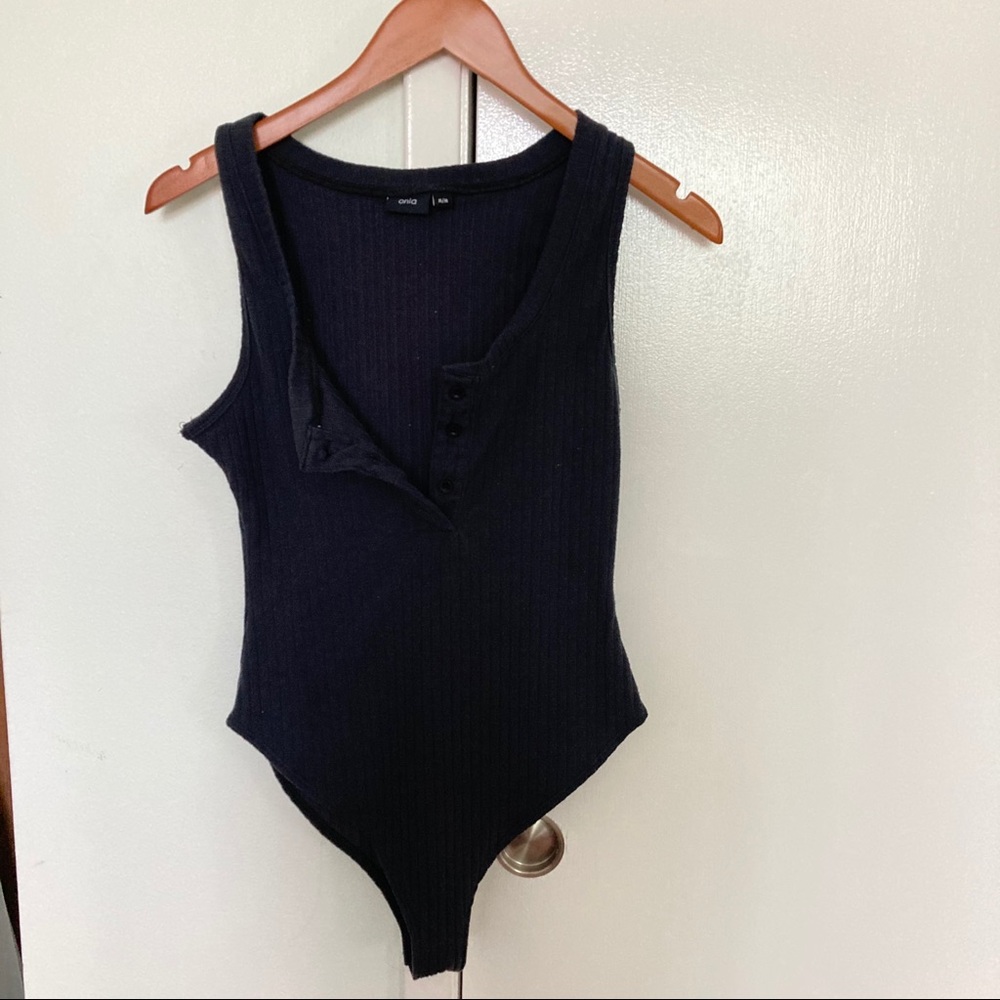 Henley black bodysuit